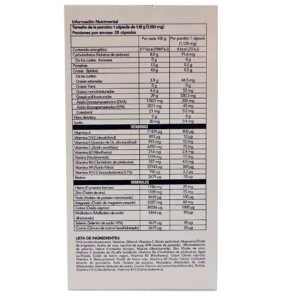 Ingredientes de Elevit 2 Omegas con 28 cápsulas